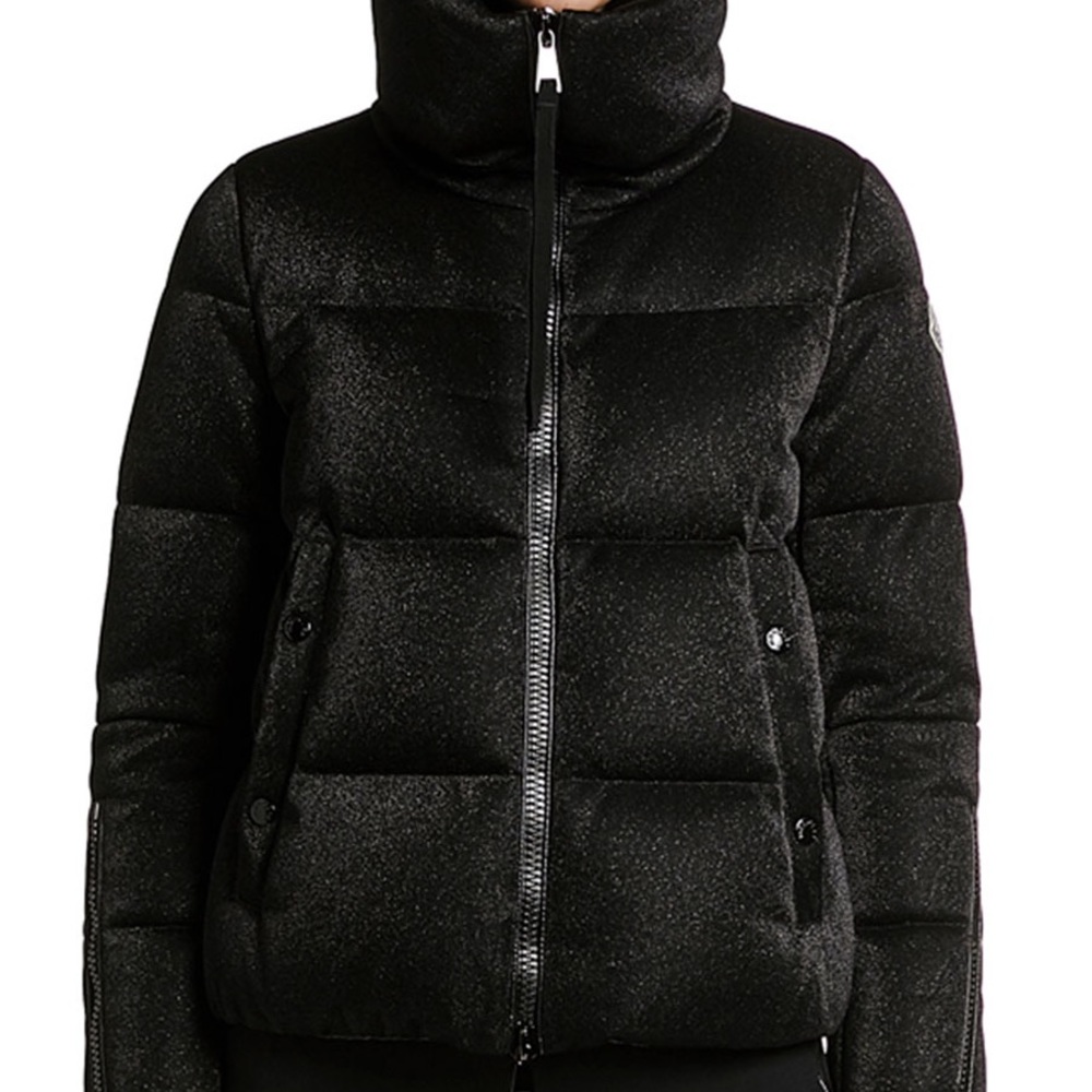Moncler Black Bandama Shimmer Down Coat